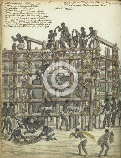 Restraining a Wild Elephant, 1785. Creator: Jan Brandes.