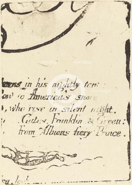 Restrike from fragment of cancelled plate for "A Prophecy", 1793. Creator: William Blake.