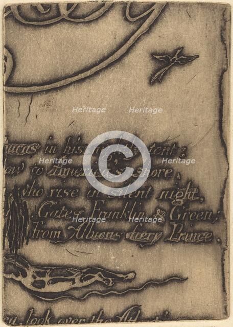 Restrike from fragment of cancelled plate for "A Prophecy", 1793. Creator: William Blake.