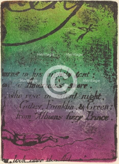Restrike from fragment of cancelled plate for "A Prophecy", 1793. Creator: William Blake.