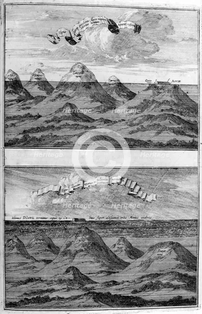 Result of the deluge, 1675. Artist: Athanasius Kircher
