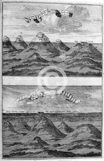 Result of the deluge, 1675. Artist: Athanasius Kircher