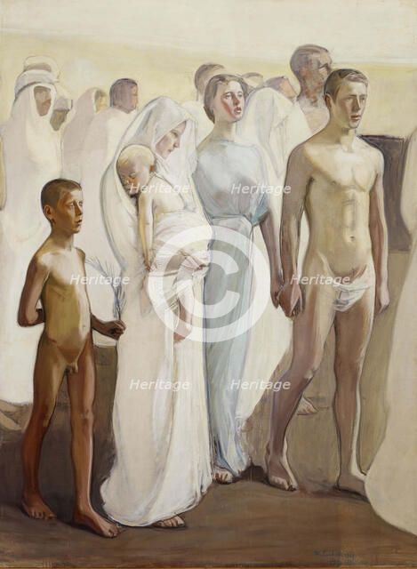 Resurrection, study for the right side of the Tampere Cathedral altarpiece, 1907. Creator: Magnus Enckell.