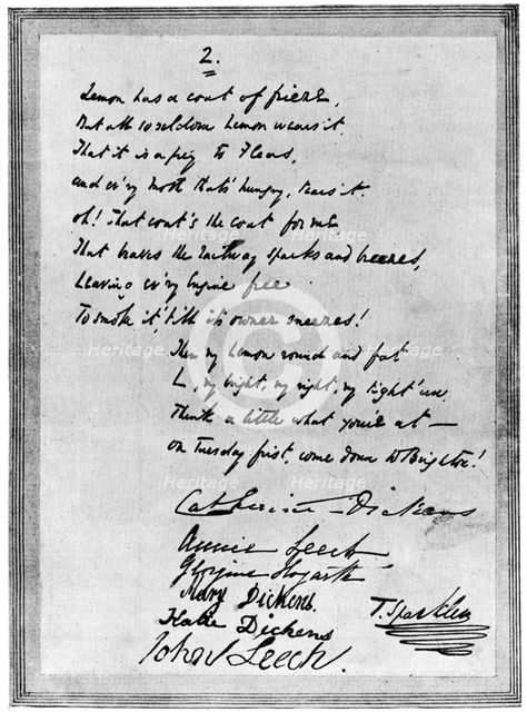 Rhyming letter from Charles Dickens to Mark Lemon, mid 19th century (1901). Artist: Unknown
