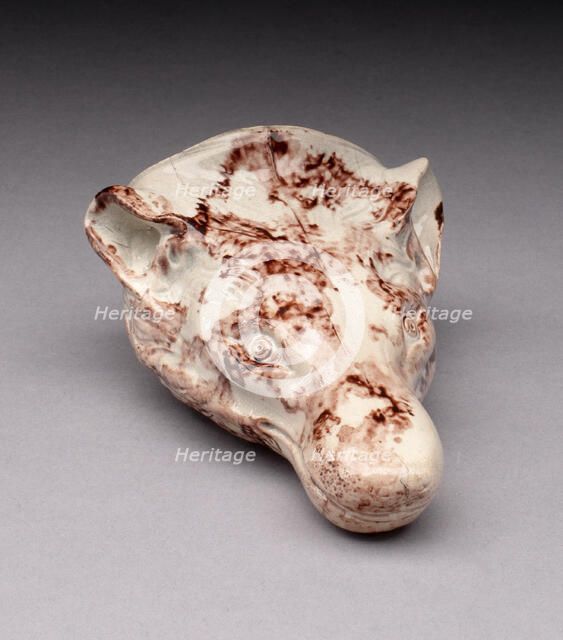 Rhyton Cup in the form of a Fox, Staffordshire, c. 1750. Creator: Staffordshire Potteries.