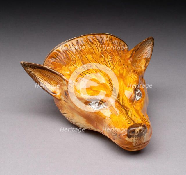 Rhyton Cup in the form of a Fox, Staffordshire, Early 18th century. Creator: Staffordshire Potteries.
