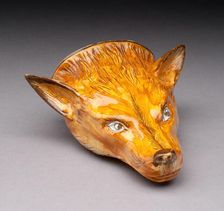 Rhyton Cup in the form of a Fox, Staffordshire, Early 18th century. Creator: Staffordshire Potteries
