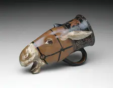 Rhyton (Drinking Vessel) in the Shape of a Donkey Head, 480-470 BCE. Creator: Painter of London E 55