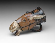 Rhyton (Drinking Vessel) in the Shape of a Donkey Head, 480-470 BCE. Creator: Painter of London E 55