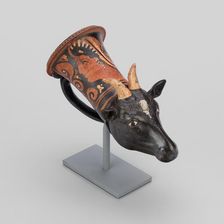 Rhyton (Drinking Vessel) in Shape of Sheep's Head, 320-310 BCE. Creator: Painter of Leningrad 955