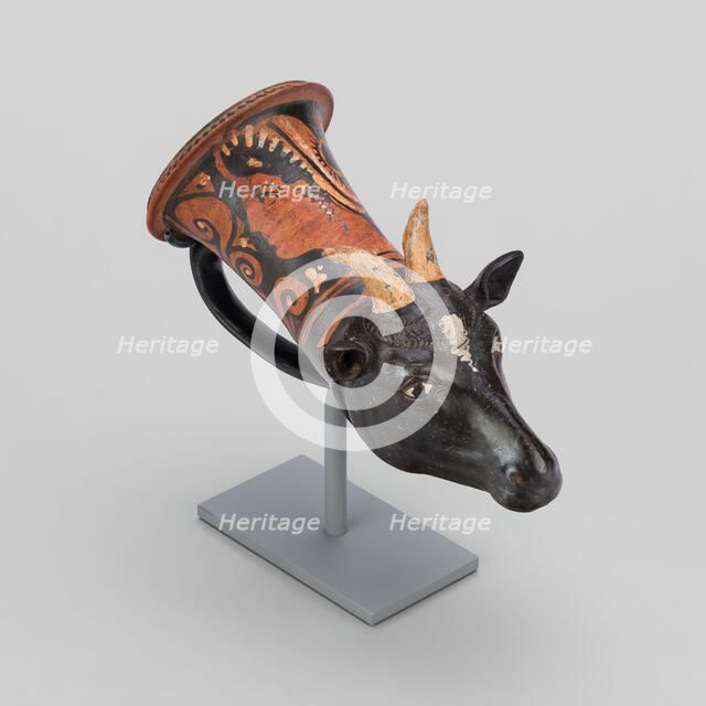 Rhyton (Drinking Vessel) in Shape of Sheep's Head, 320-310 BCE. Creator: Painter of Leningrad 955.