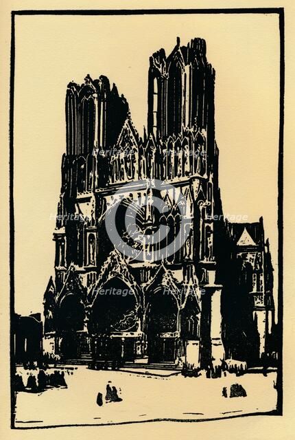 'Rheims Cathedral ', 1914, (1918). Artist: Allan Douglass Mainds.