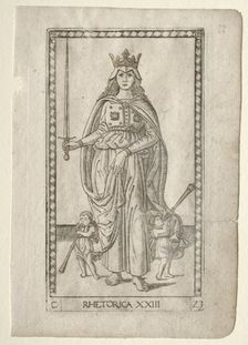 Rhetoric (from the Tarocchi, series C: Liberal Arts, #23), before 1467. Creator: Master of the E-Series Tarocchi (Italian, 15th century)