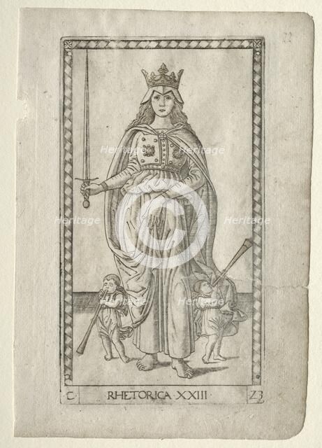 Rhetoric (from the Tarocchi, series C: Liberal Arts, #23), before 1467. Creator: Master of the E-Series Tarocchi (Italian, 15th century).