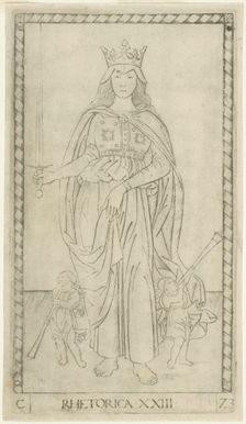 Rhetoric, plate 23 from Arts and Sciences, c.1465. Creator: Unknown
