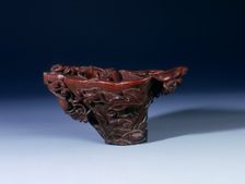 Rhino horn cup of flower shape, Kangxi period, Qing dynasty, China, 1662-1722. Creator: Unknown