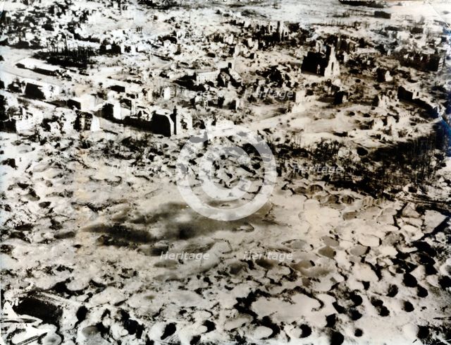 Rhine village destroyed by bombardment, c1940.  Creator: Unknown.