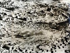 Rhine village destroyed by bombardment, c1940