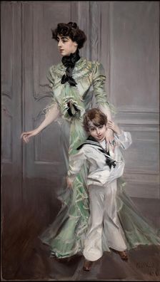 Ritratto della signora Hugo e suo figlio, 1898. Creator: Boldini, Giovanni (1842-1931)