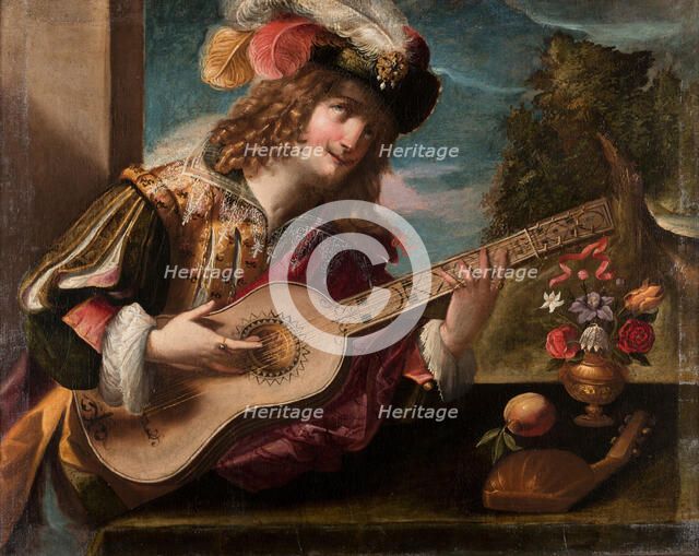 Ritratto di suonatore con chitarra (Portrait of a Guitar Player), 1636. Creator: Pombioli, Tommaso (1579-1636).