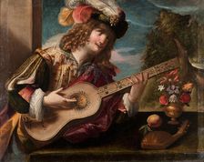 Ritratto di suonatore con chitarra (Portrait of a Guitar Player), 1636. Creator: Pombioli, Tommaso (1579-1636)
