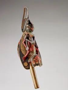 Ritual dance rattle in the form of a raven, 1850-1885. Creator: Unknown