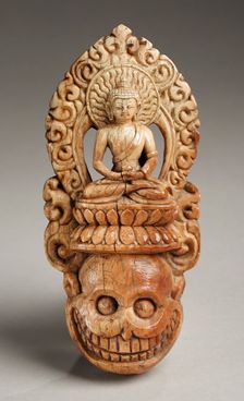 Ritual Diadem Plaque with a Buddha Surmounting a Skull, 17th century. Creator: Unknown