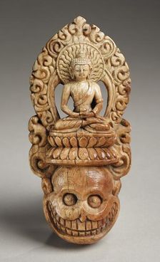 Ritual Diadem Plaque with a Buddha Surmounting a Skull, 17th century. Creator: Unknown