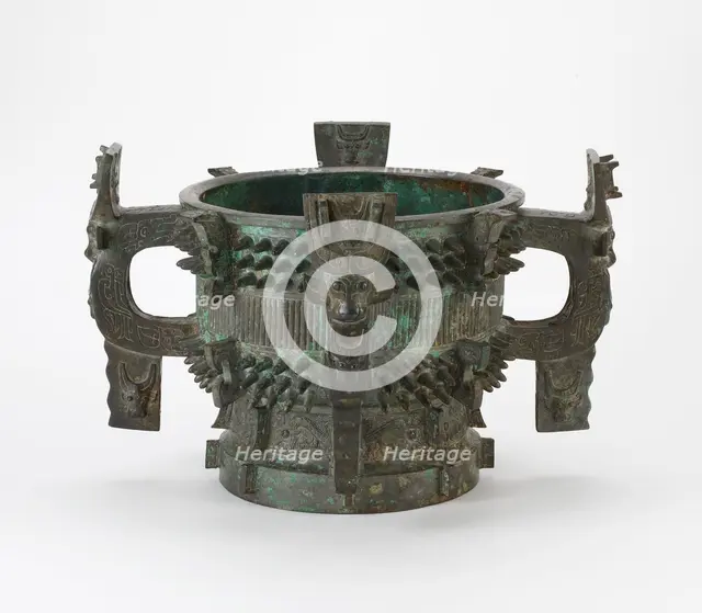 Ritual grain server (gui) with spikes, ribs..., Early Western Zhou dynasty, ca.1050-1000 BCE. Creator: Unknown.