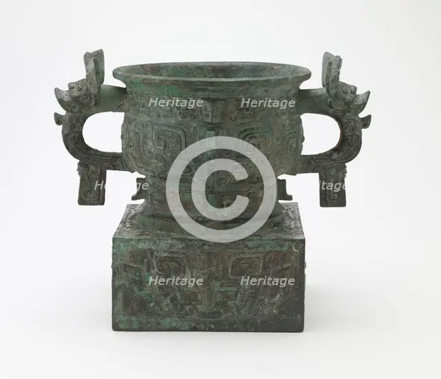 Ritual grain server (gui) with square..., Early Western Zhou dynasty, c.late 11th-early 10th cent BC Creator: Unknown.