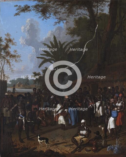 Ritual slave feast on a sugar plantation in Suriname, c1707. Creator: Valkenburg, Dirk (1675-1721).