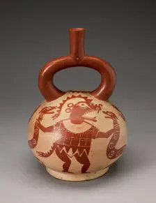 Ritual Vessel Depicting a Masked Deity with Serpents, 100 B.C./A.D. 500. Creator: Unknown