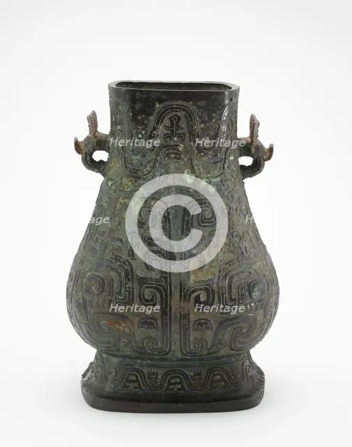 Ritual wine container (hu) with masks, Middle Western Zhou dynasty, ca. late10th-early 9th century B Creator: Unknown.