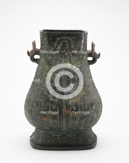 Ritual wine container (hu) with masks, Middle Western Zhou dynasty, ca. late10th-early 9th century B Creator: Unknown.