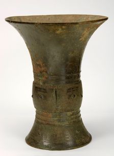 Ritual wine container (zun) with taotie and dragons, Late Shang dynasty, ca. 1100-1050 BCE. Creator: Unknown