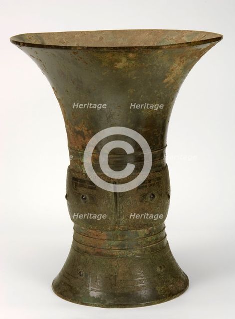 Ritual wine container (zun) with taotie and dragons, Late Shang dynasty, ca. 1100-1050 BCE. Creator: Unknown.