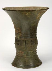 Ritual wine container (zun) with taotie and dragons, Late Shang dynasty, ca. 1100-1050 BCE. Creator: Unknown