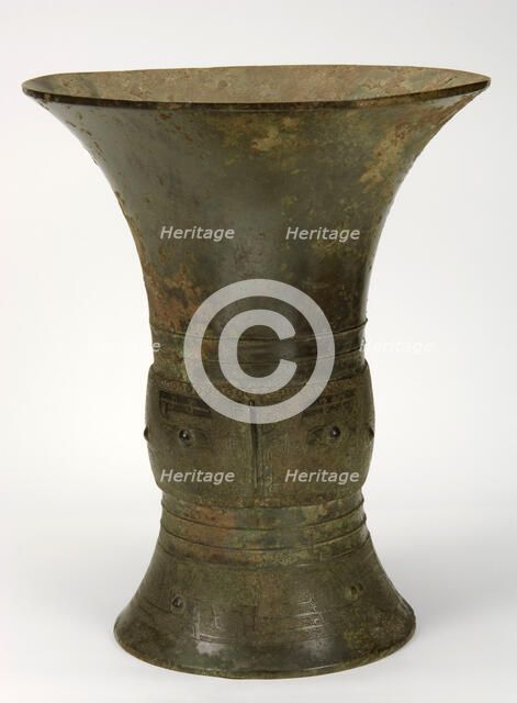 Ritual wine container (zun) with taotie and dragons, Late Shang dynasty, ca. 1100-1050 BCE. Creator: Unknown.