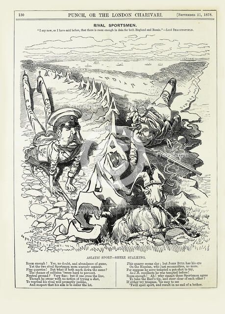 Rival sportsmen. "I say now, as I have said before, that there is room enough..., 1878. Creator: Sambourne, Edward Linley (1844-1910).