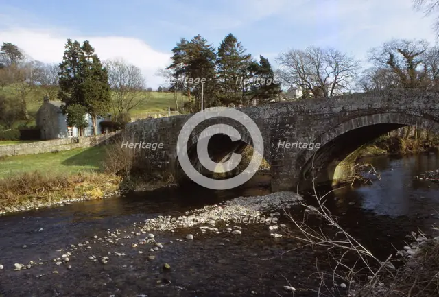 River Caldew and Road Bridge at Sebergham, Cumberland, 20th century. Artist: CM Dixon.