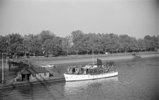 River cruiser at Cadogan Pier, London, c1945-c1965. Artist: SW Rawlings