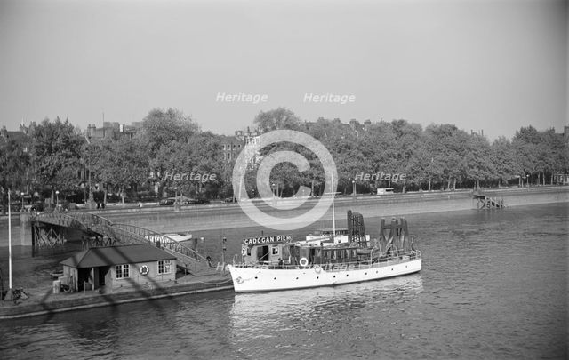 River cruiser at Cadogan Pier, London, c1945-c1965. Artist: SW Rawlings