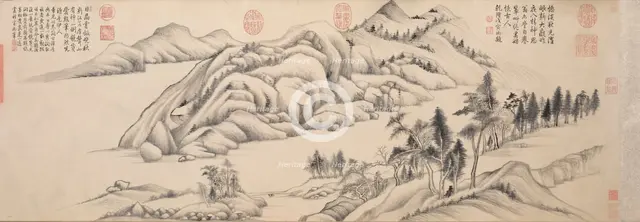 River and Mountains on a Clear Autumn Day, c. 1624-1627. Creator: Dong Qichang (Chinese, 1555-1636).