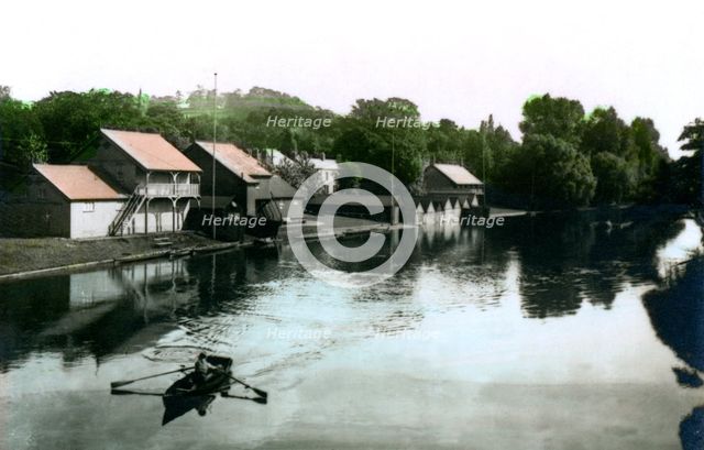 River and boathouse, Burton-upon-Trent, 1926.Artist: Cavenders Ltd