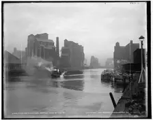 River and elevators, Buffalo, foot of Main St., c1900. Creator: Unknown