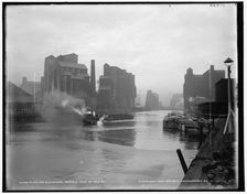 River and elevators, Buffalo, foot of Main St., c1900. Creator: Unknown