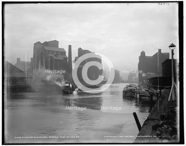 River and elevators, Buffalo, foot of Main St., c1900. Creator: Unknown.