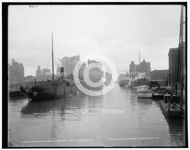 River and elevators, Buffalo, foot of Michigan St., c1900. Creator: Unknown.