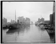 River and elevators, Buffalo, foot of Michigan St., c1900. Creator: Unknown