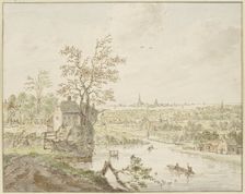 River area, the sea with a city in the distance. Creator: Cornelis Verdonck